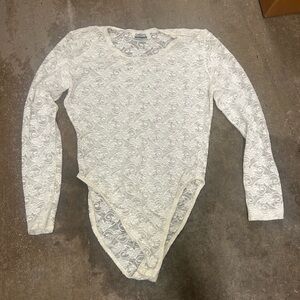 Vintage cheryl creations White unconventional Lace Bodysuit whimsygoth